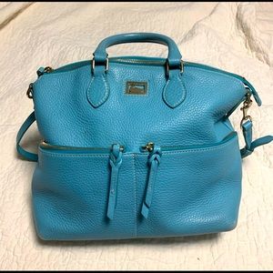 Dooney & Bourke satchel bag light blue. Pebbled leather